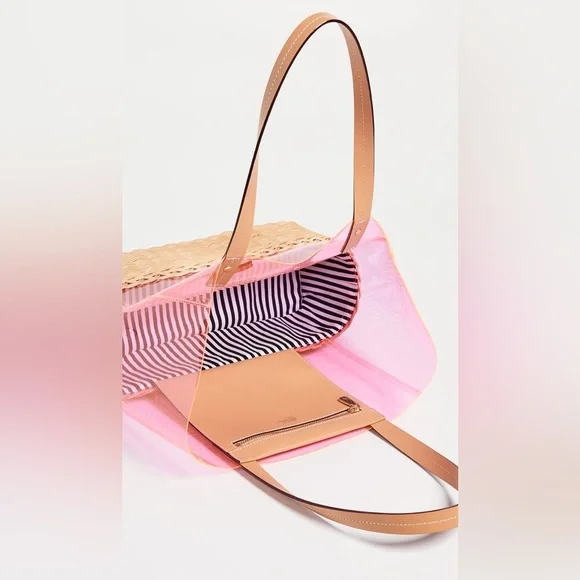 Frances Valentine “Margaret” Wicker PVC Large Tote Shoulder Bag Hot Pink NWOT - Picture 11 of 12